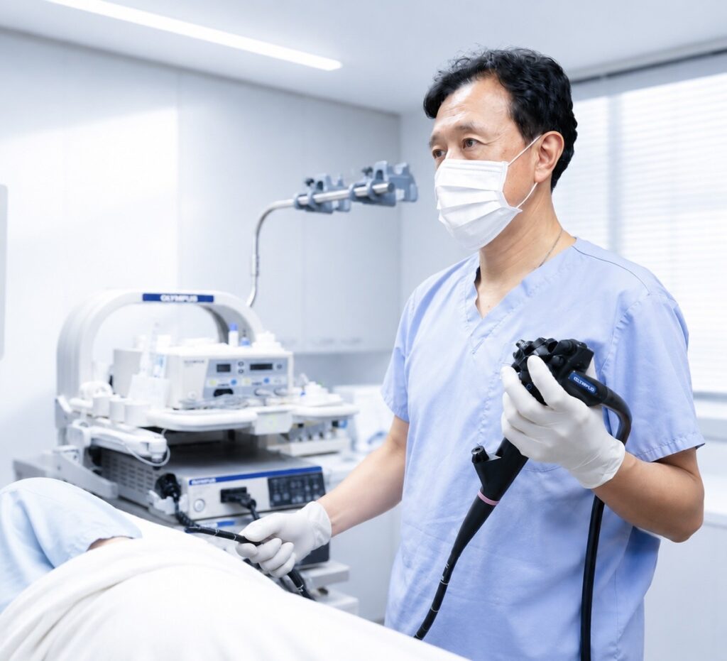 内視鏡検査をする医師
