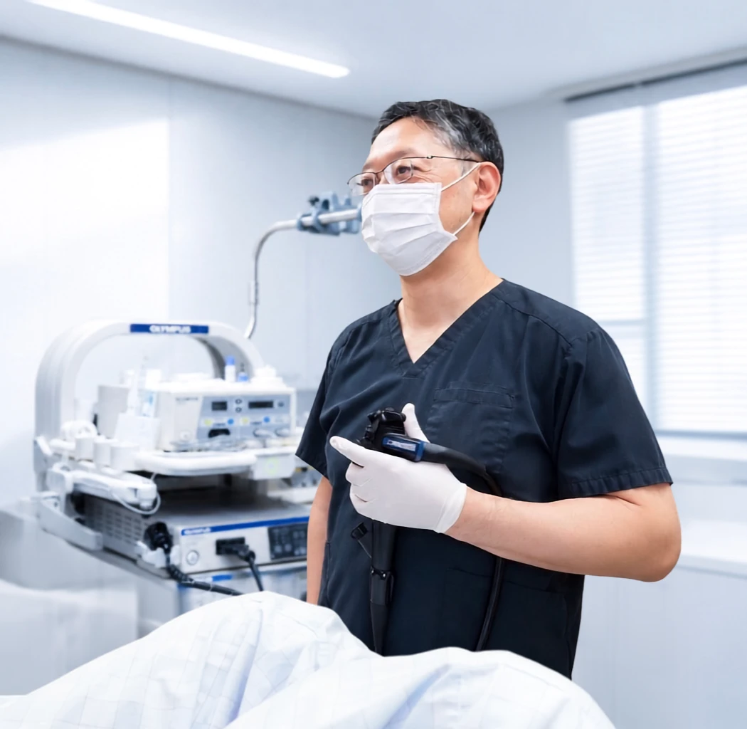 大腸内視鏡検査をする医師