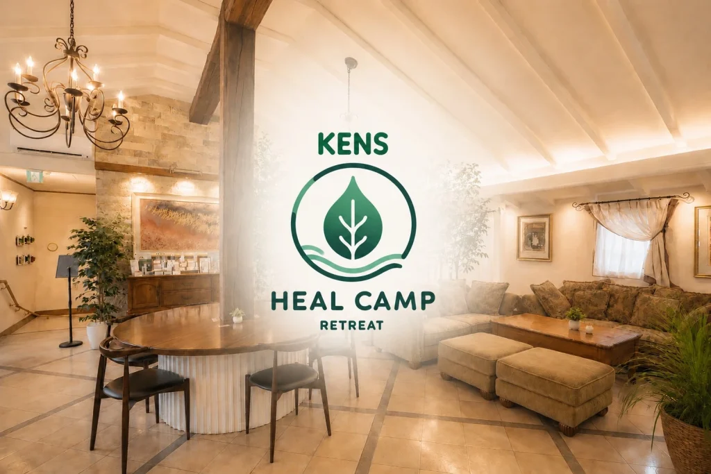 HEAL CAMPのロゴとカフェ